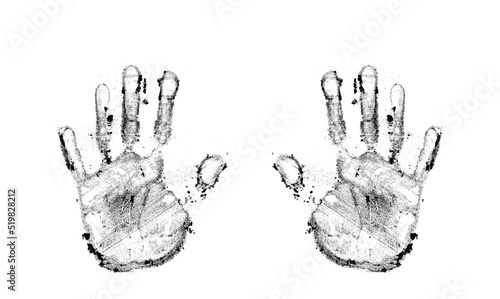 Fotografie handprint from flour on a black background