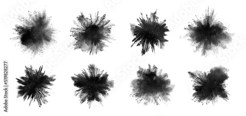Explosion of white powder on a black background, isolated