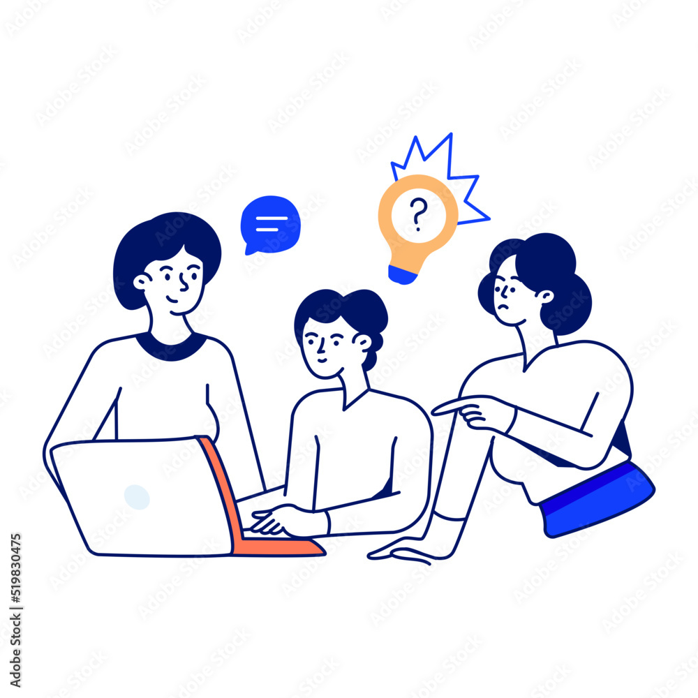 An idea sharing flat editable illustration 