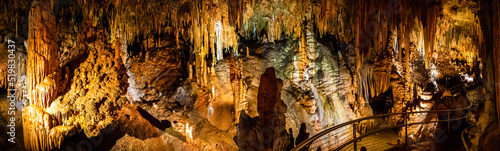 Panoramic view of natural formations inside Luray Caverns