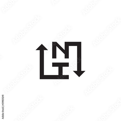 NI recycle arrow initial square concept logo with high quality design