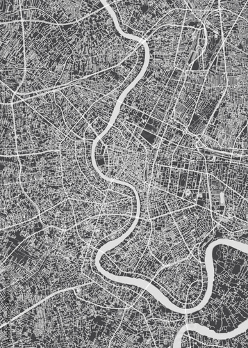 City map Bangkok, monochrome detailed plan, vector illustration