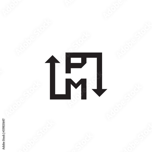 PM recycle arrow initial square concept logo with high quality design