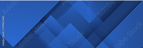 Blue abstract vector long banner. Minimal background with arrows and copy space for text. Social media cover and web banner template