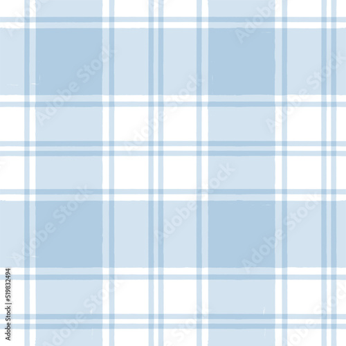 Blue Gingham seamless pattern. Watercolor plaid, tartan texture for spring picnic table cloth, shirts, wallpaper, blankets, paper. vector checkered summer strokes