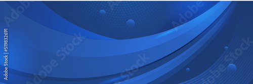 Blue abstract vector long banner. Minimal background with arrows and copy space for text. Social media cover and web banner template