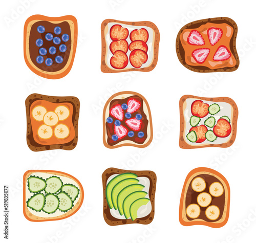 Isolates collection of fruit sandwiches - Asian desert.