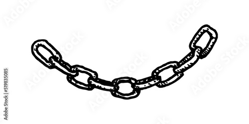 Etched vector illustration. Iron chain.