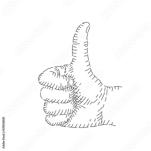 Boceto de mano aprobando. Dibujo de mano minimalista. OK. 