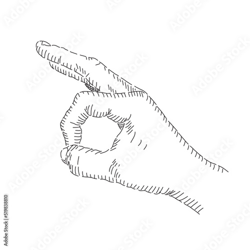 Boceto de mano OK. Dibujo de mano minimalista. 