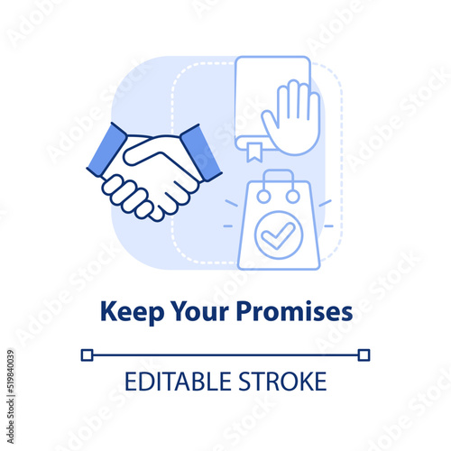 Vászonkép Keep your promises light blue concept icon