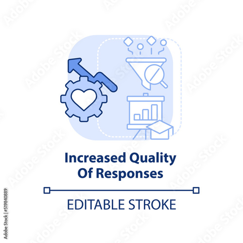 Increased quality of responses light blue concept icon. Digital engagement abstract idea thin line illustration. Isolated outline drawing. Editable stroke. Arial, Myriad Pro-Bold fonts used