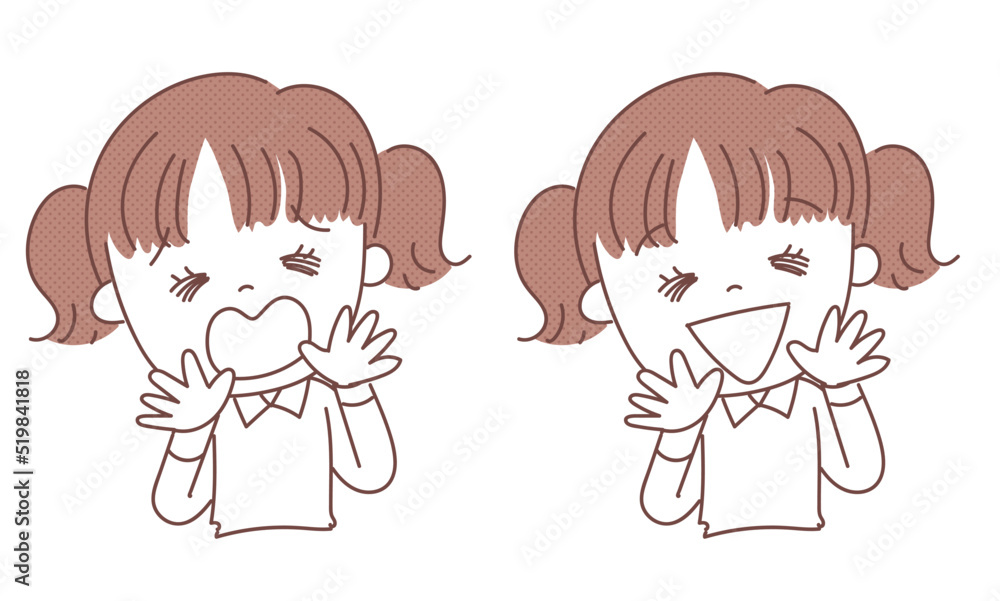 泣き顔と笑顔の女の子 泣き顔と笑顔の女の子