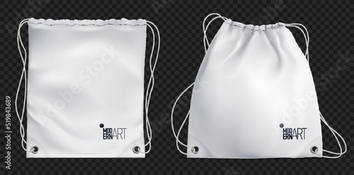 Realistic Drawstring Bag Transparent Set