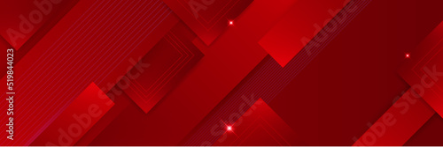 Modern red abstract vector long banner. Minimal background with waves arrows geometric shapes and copy space for text. Social media cover and web wide banner template