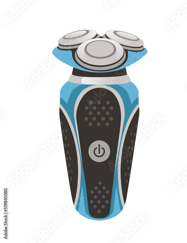 Electric razor with triple round blades cordless shaver vector illustration isolated on white background