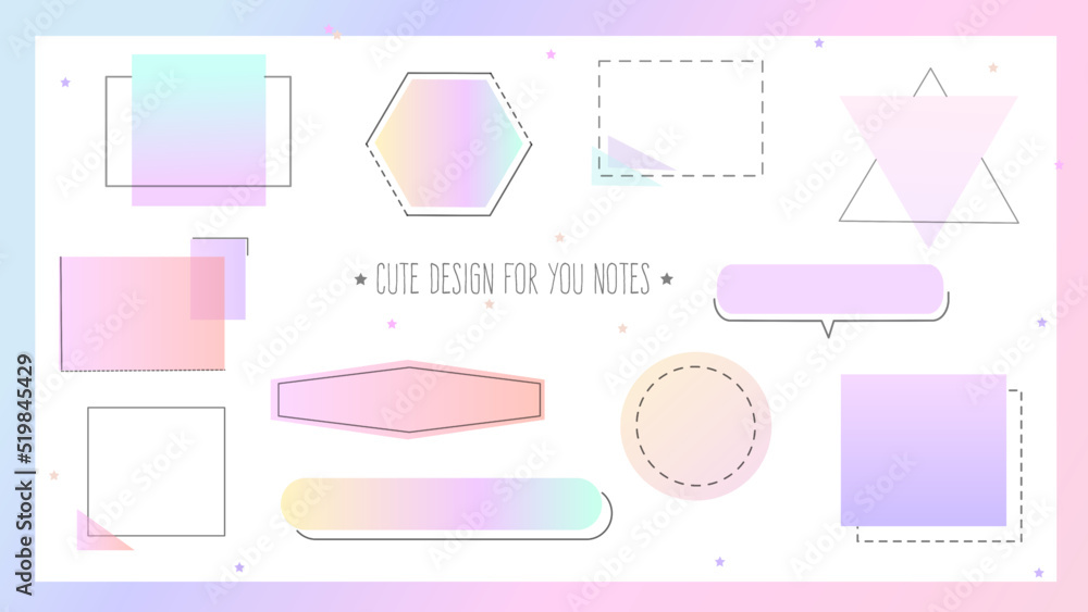Cute note design elements set 