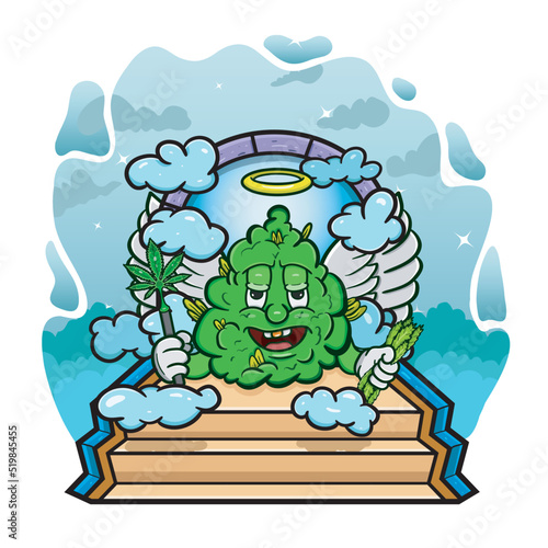 Cartoon Mascot Of Fairy Weed Bud In Heaven.