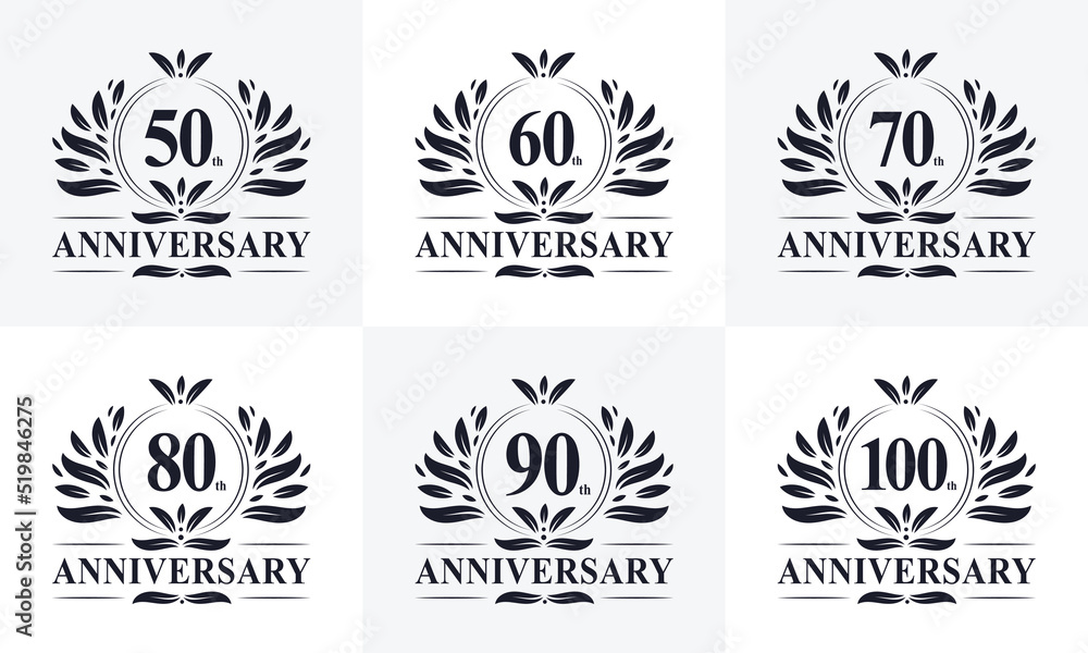 6 Retro Vintage Anniversary Badge Logo. Collection off 6 Anniversary logo for Celebration