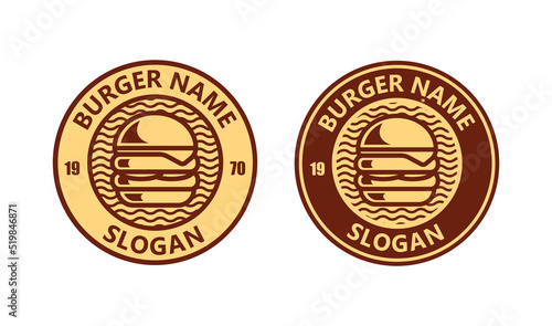 set of burger emblem logo design templates