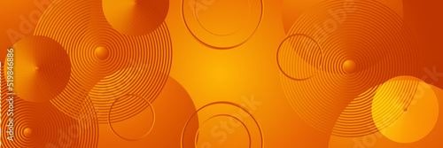Modern orange yellow abstract vector long banner. Minimal background with waves arrows geometric shapes and copy space for text. Social media cover and web wide banner template