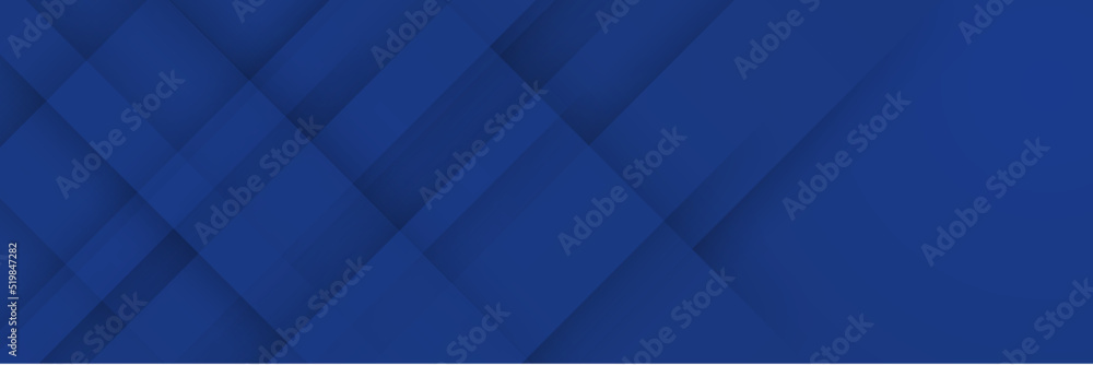 Obraz premium Blue abstract vector long banner. Minimal background with arrows and copy space for text. Social media cover and web banner template