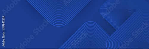 Blue abstract vector long banner. Minimal background with arrows and copy space for text. Social media cover and web banner template