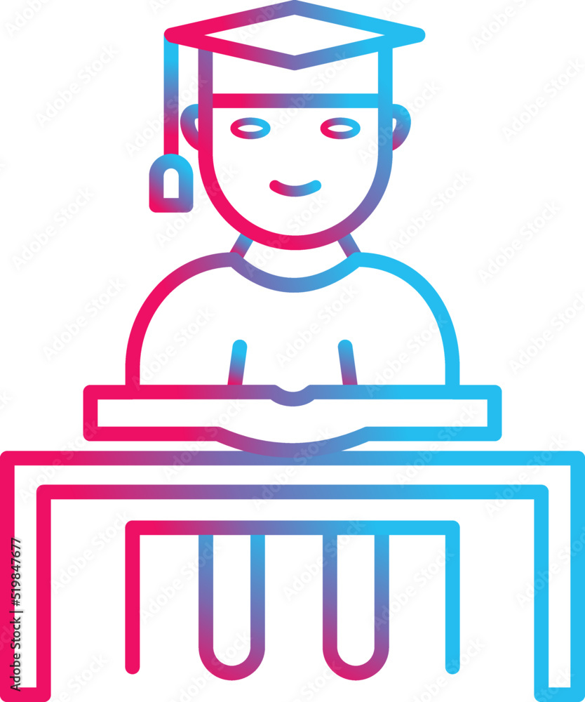 Unique Studying on Desk Vector Icon Unique Studying on Desk Vector Icon
