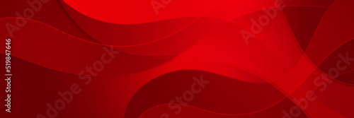Modern red abstract vector long banner. Minimal background with waves arrows geometric shapes and copy space for text. Social media cover and web wide banner template