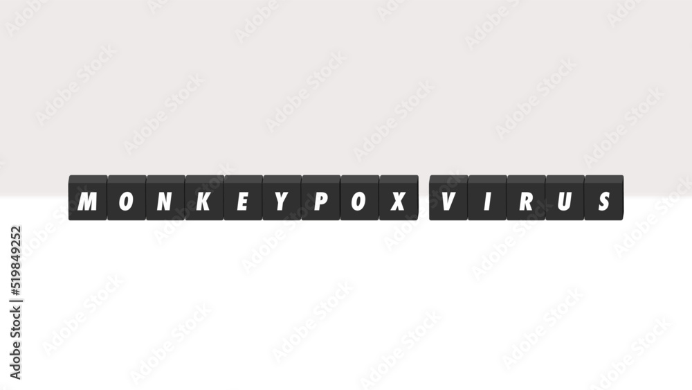 monkeypoxの文字が入った黒いブロックのイラスト - サル痘のイメージ素材
