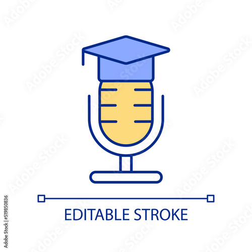 College for voice acting RGB color icon. Becoming voiceover artist. Radio personality host skill learning. Isolated vector illustration. Simple filled line drawing. Editable stroke. Arial font used
