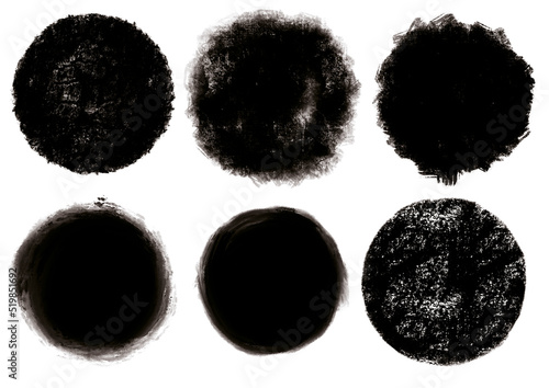 Ilustración conjunto de siluetas, manchas en forma de círculos para diseño, web, banner y redes sociales. Colección blanco y negro.