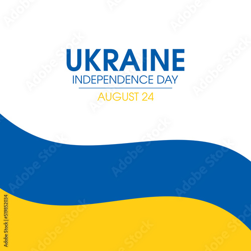 Independence Day of Ukraine poster with ukrainian flag vector. Abstract waving flag of ukraine icon vector isolated on a white background. August 24. Important day