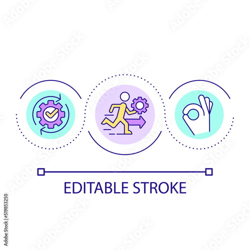 Keep pace with innovations loop concept icon. New technology in entrepreneurship. Development abstract idea thin line illustration. Isolated outline drawing. Editable stroke. Arial font used
