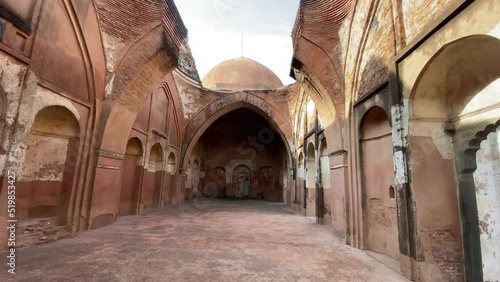 View of Katra Masjid, one of the largest caravanserais in the Indian subcontinent. Islamic Architecture. photo