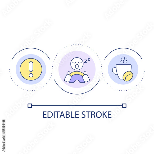 Rest enough before driving loop concept icon. Sleepy driver. Driving safety precaution abstract idea thin line illustration. Isolated outline drawing. Editable stroke. Arial font used