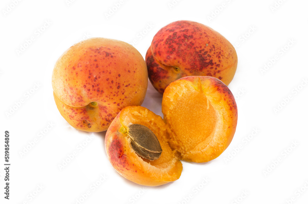 isolated fresh apricot half on white background. Object for product packaging design and print for clothes, dishes, textiles. isolated fresh apricot half on white background. Object for product packaging design and print for clothes, dishes, textiles.