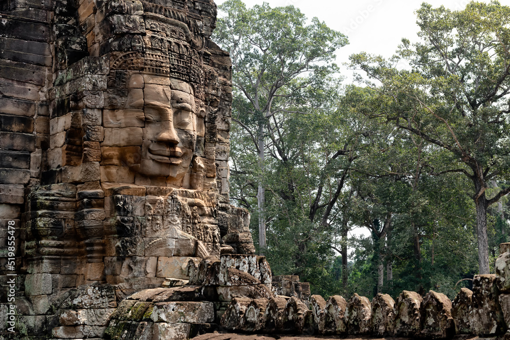 Smiling face on tower of Bayon Temple