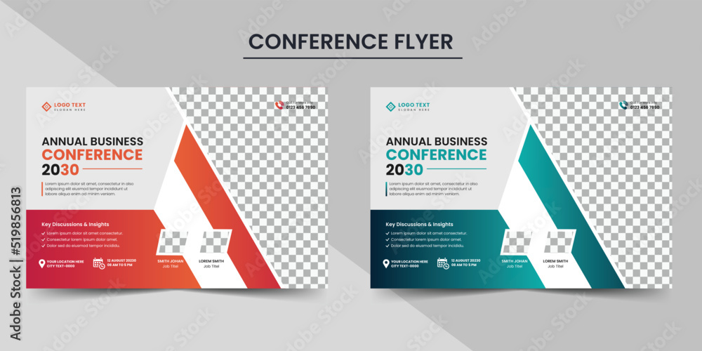 Corporate horizontal annual business conference flyer template. Business conference flyer template design vector