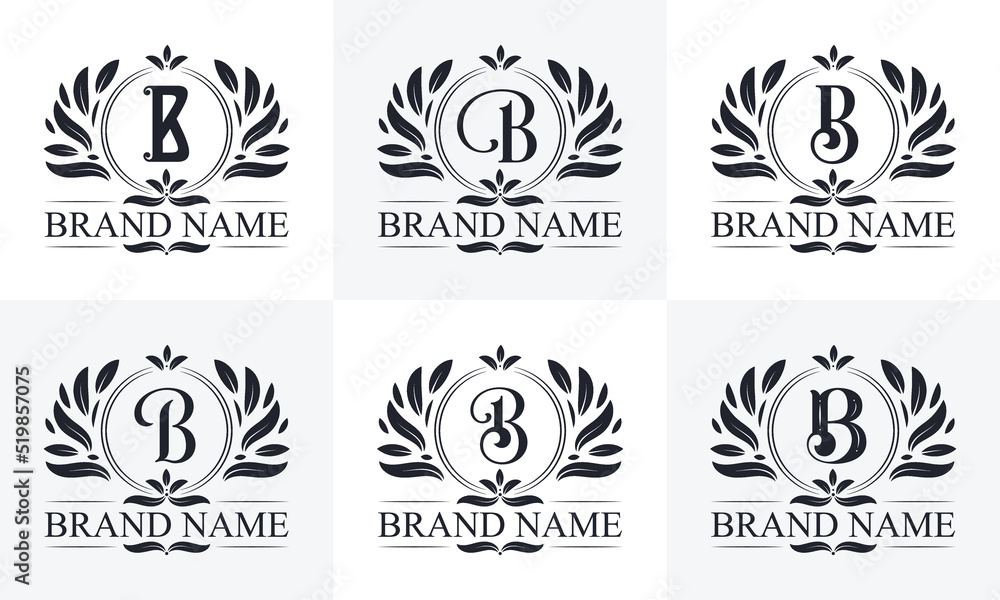 Fototapeta premium Vintage b letter logo bundle. Retro Vintage Alphabet b Logo Design Bundle