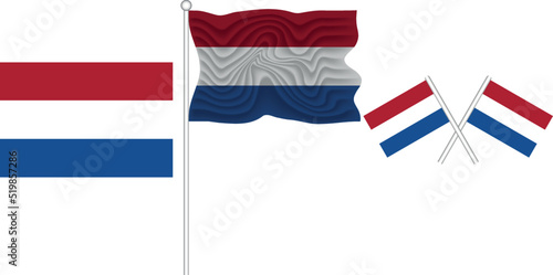 Waving Flag of Netherlands on the white background vector and illustrator
