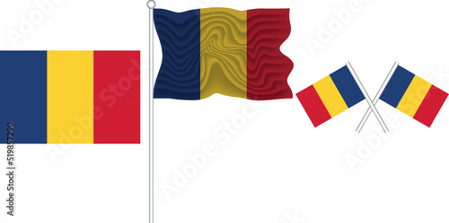 Waving Flag of Romania on the white background vector and illustrator