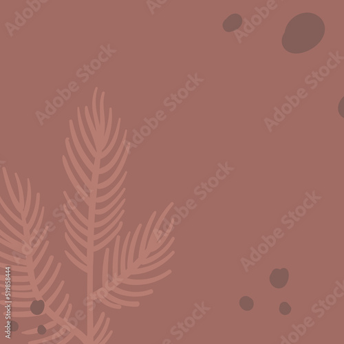 Background with organic abstract shapes and leaves. Line in pastel colors. Background in minimalist style. Contemporary vector Illustration.