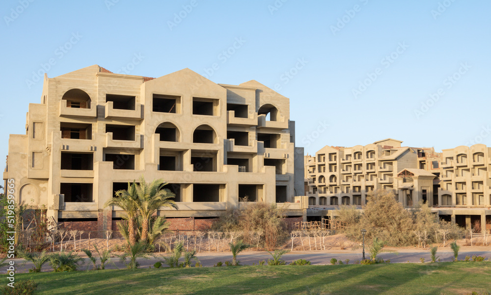 unfinished building in Sahl Hasheesh, Hurghada, Red Sea, Egypt unfinished building in Sahl Hasheesh, Hurghada, Red Sea, Egypt