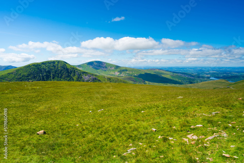 A scenic view from Mount Snowdon on a bright sunny day, Wales