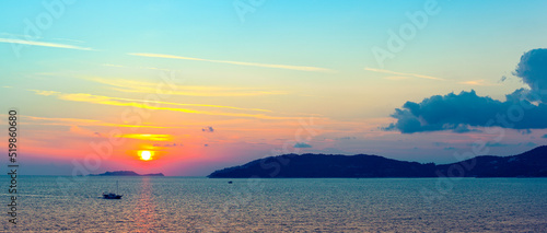 Beautiful sunset over Mediterranean sea. Ka    Antalya Province  Turkey 