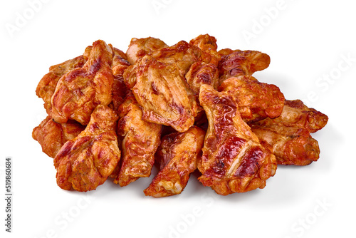 Grilled BBQ Chicken Legs, isolated on white background.