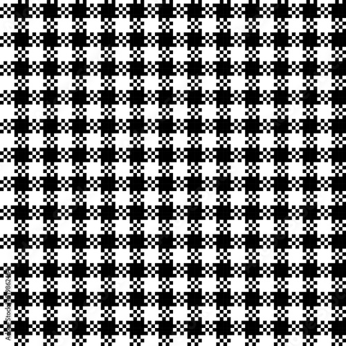Pixel goose foot, seamless pattern in black and white	