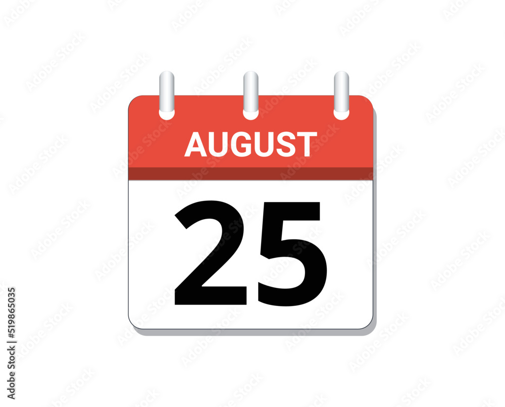 August, 25th calendar icon vector, concept of schedule, business and tasks
August, 25th calendar icon vector, concept of schedule, business and tasks