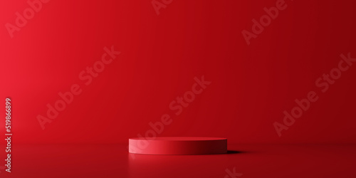Product display red podium for product presentation.